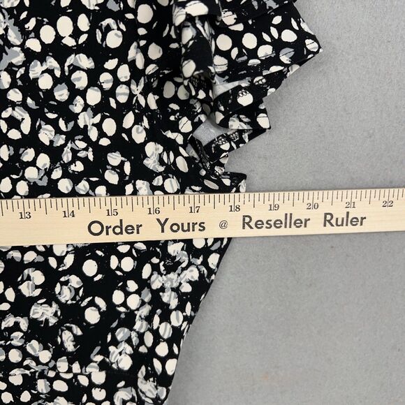 Ralph Lauren Dress Womens 8 Black White Floral Ruched Wrap Office Career LRL - Picture 12 of 15